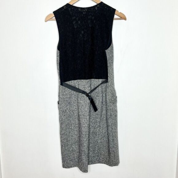 Diane von Furstenberg Gilet Dress Lace Black Tweed Women’s 4 Sleeveless - Picture 8 of 11